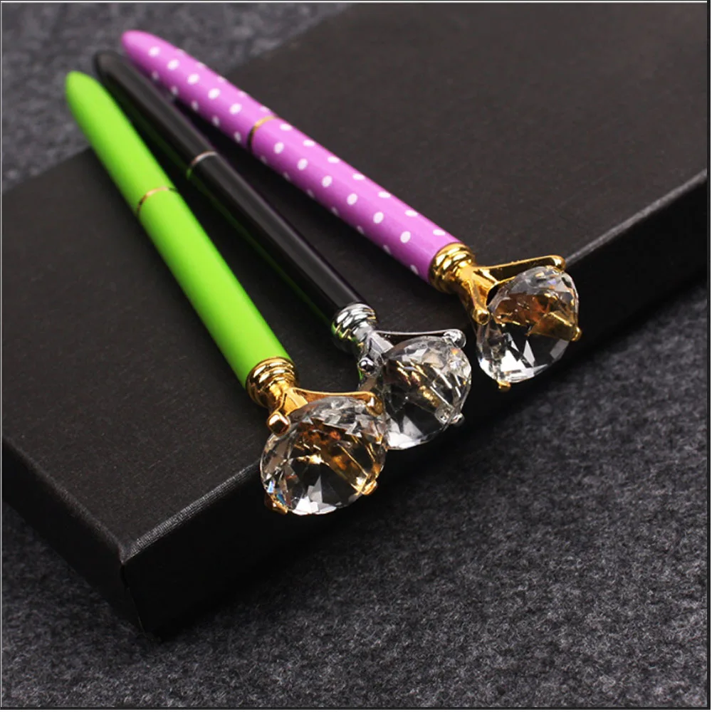Шикарная большая металлическая шариковая ручка с большим бриллиантом черные