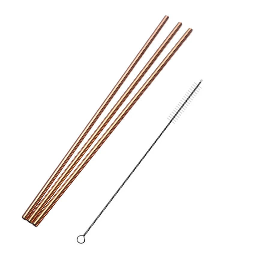 U-Rose gold 4pc Набор многоразовая нержавеющая сталь солома с чистящей щеткой или соломенной коробкой экологически чистые металлические соломинки набор для стеклянной кружки - Цвет: U-Rose gold 4pc