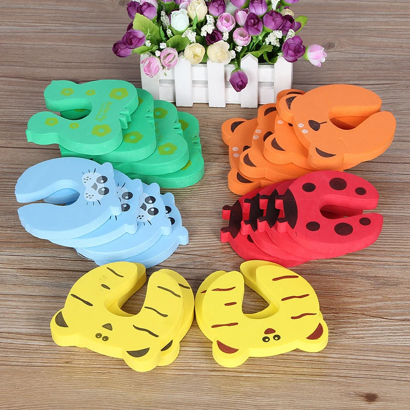 5Pcs/Set Cartoon Animal Foam Door Stopper Baby Finger Protect Door Holder Safety Locks Security Guard Door Knob Wall Protection