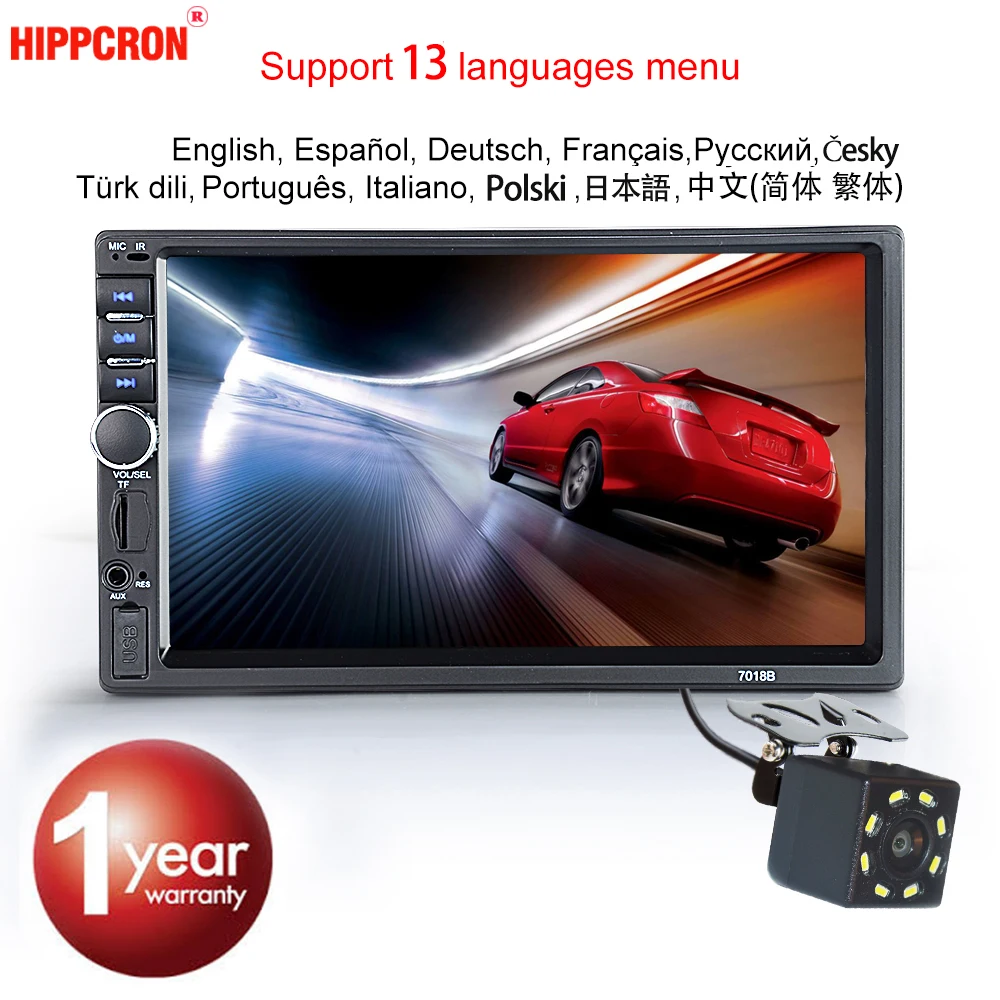 Hipppcron Автомагнитола MP5 2 Din Bluetooth HD " сенсорный экран стерео 12 В FM ISO мощность Aux вход SD USB с/без камеры