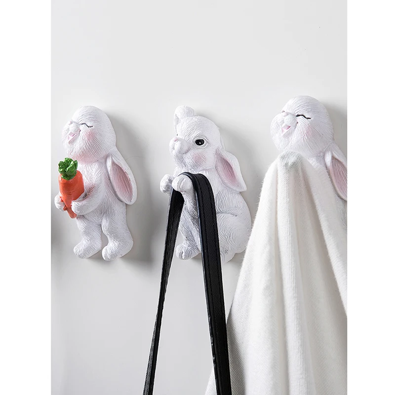 Самоклеящаяся настенная вешалка с кроличьими животными для ключей крючок