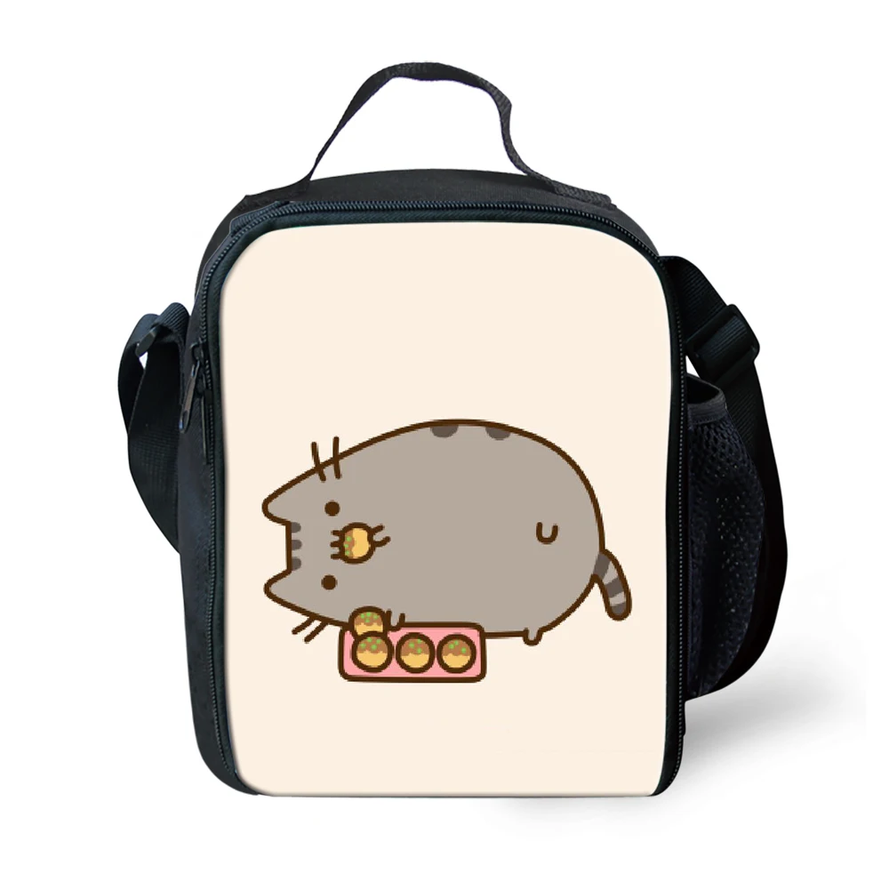 Thikin Casual Cartoon cat Pattern Lunch Bags for Teen Boys Fashion Portable Cooler Box Cartoon Pattern Tote Picnic Pouch