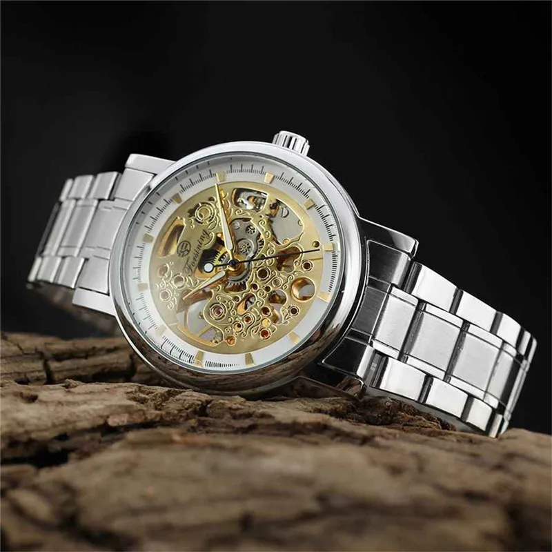 FORSINING ручные механические мужские и женские часы Скелетон Топ бренд Роскошные