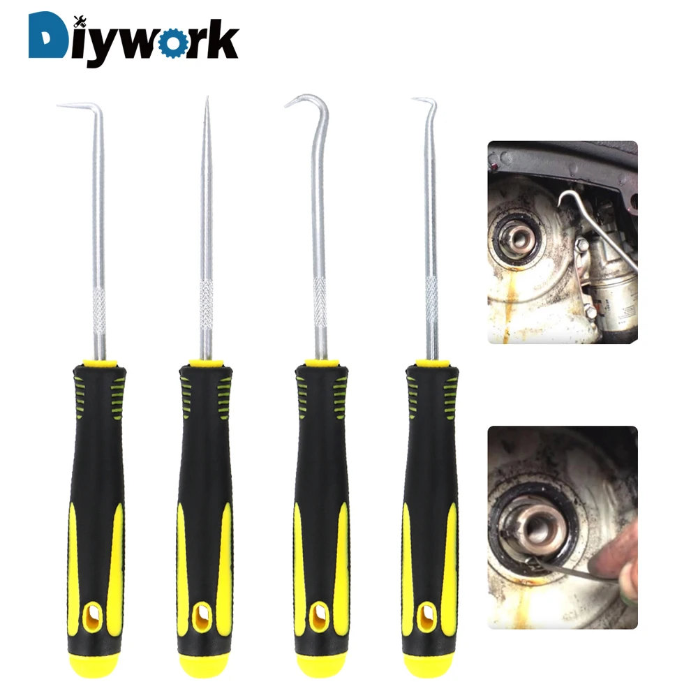 

DIYWORK 4 piece/set O-Ring Seal Remover Pick Set Hand Tool Set Car Hook Car Oil Seal Hook