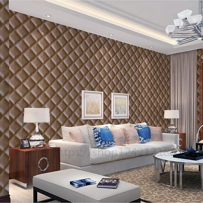 3D Кожа мягкая сумка ромб гостиная обои современный телевизор фоне стены