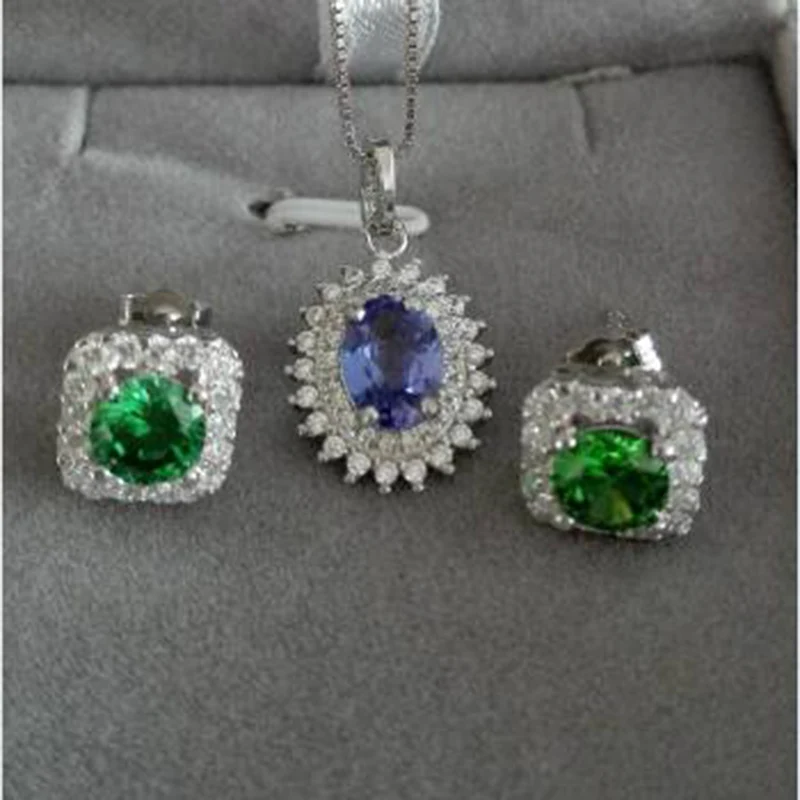 Настоящие Brincos Qi Xuan_Fashion jewelry_элегантные CZ зеленые камни серьги-гвоздики _s925