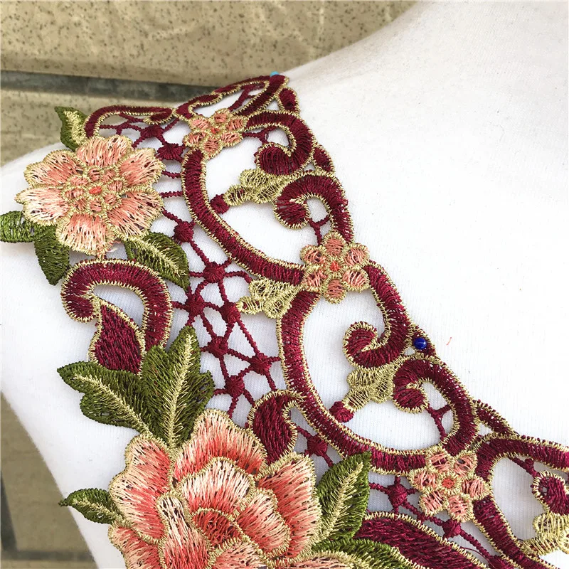 1 шт. золотые цветы кружевное декольте сделай сам ручной воротник свадебное