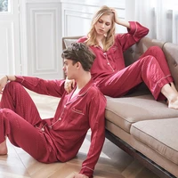 xifenni pajamas sexy faux silk sleepwear male female fashion red striped satin silk long sleeved couple pyjama sets 2507