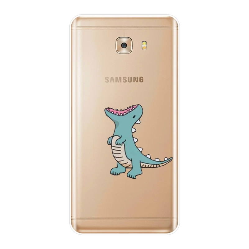 Каваи динозавры мультфильм Забавный чехол для телефона Samsung Galaxy C9 C7 C5 Pro
