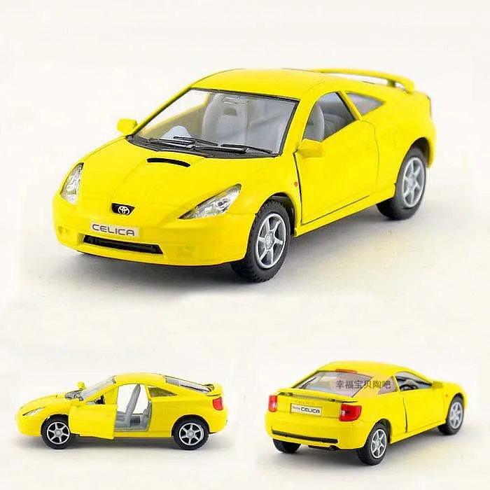 Цвет: желтый Высокая имитация 1:34 Toyota Celica литья под давлением сплав модель автомобиля Металл с вытягиванием назад автомобиль игрушка для ребенка подарки на день рождения - Цвет: Цвет: желтый