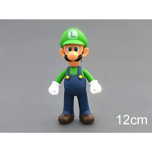 Luigi SUPER MARIO BROS, ПВХ фигурка, игрушки, модель 12-15 см, Марио Луиджи Йоши, Ослик Конг, коллекционные игрушки, куклы для детей - Цвет: Luigi