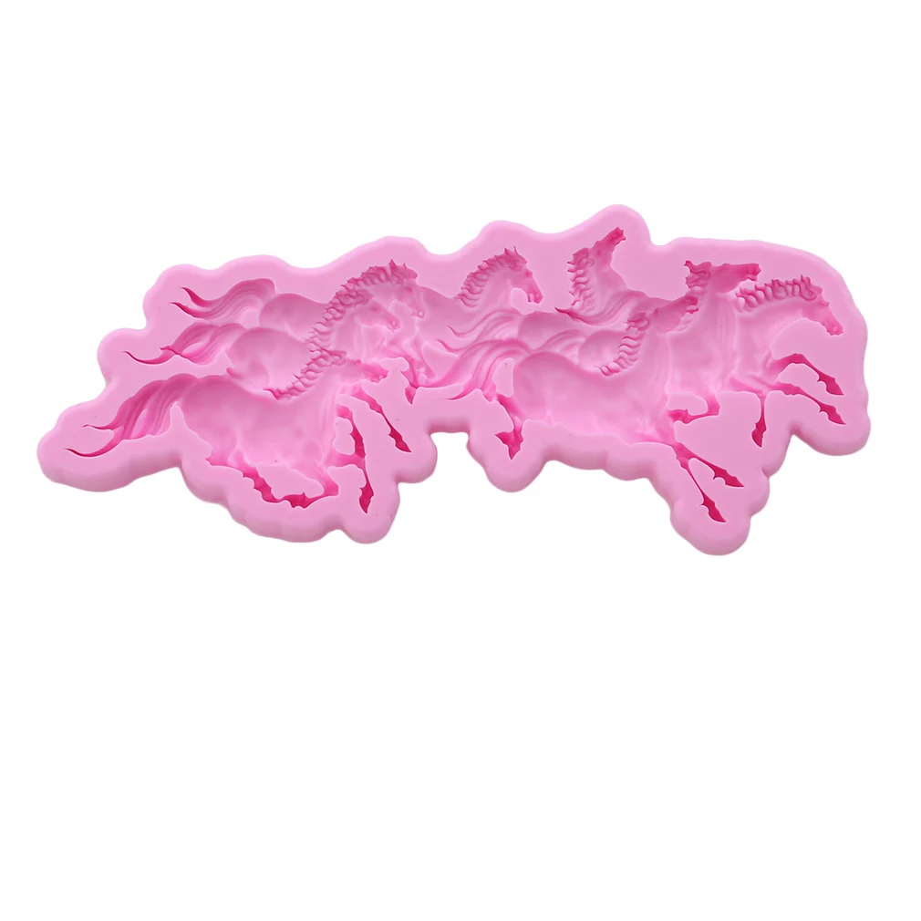 DIY Новое прибытие восемь бегущих Пони лошадь Форма Силиконовые формы торта