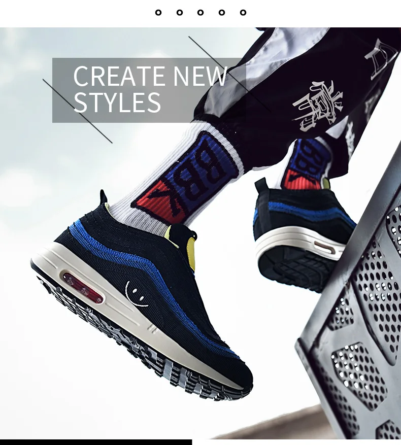 Мужская обувь для бега, новинка, радужные цвета, обувь Balenciaca Max and Air 97, Flyknit носок, кроссовки унисекс, кроссовки, Сникеры