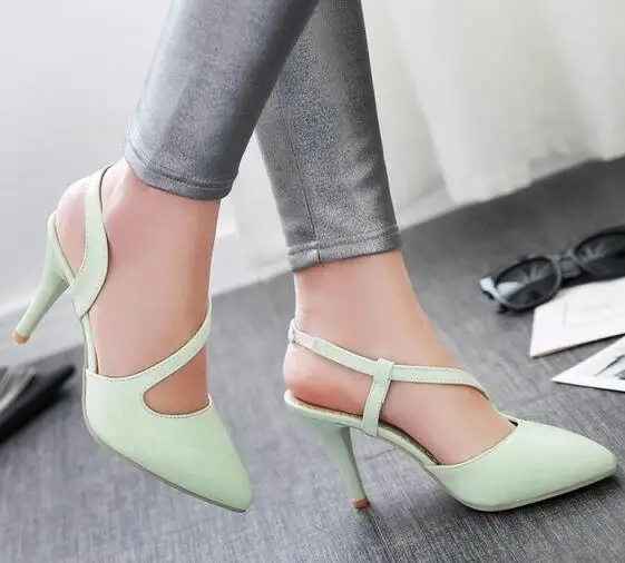 2017 платье острым носом насосы большой размер 32 43 летние женские сандалии