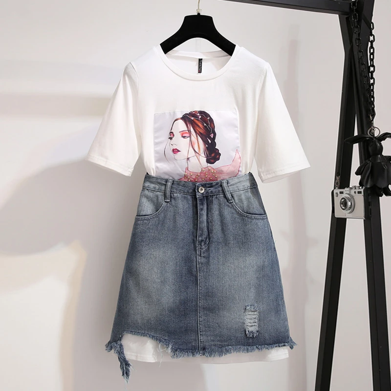 Мода 2019 летние женские бисерный принт длинная с коротким рукавом футболка