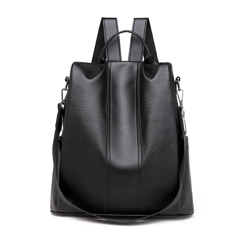 PU Black half open Женский рюкзак, кошелек, водонепроницаемый нейлоновый Противоугонный рюкзак, легкая школьная сумка через плечо, кожаный мини-рюкзак - Цвет: PU Black half open