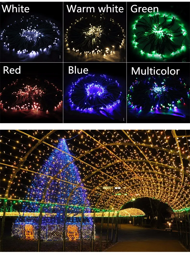 100LED солнечная гирлянда, сказочные огни, водонепроницаемые, Рождественская солнечная энергия, 2 режима, огни для украшения сада, наружное освещение