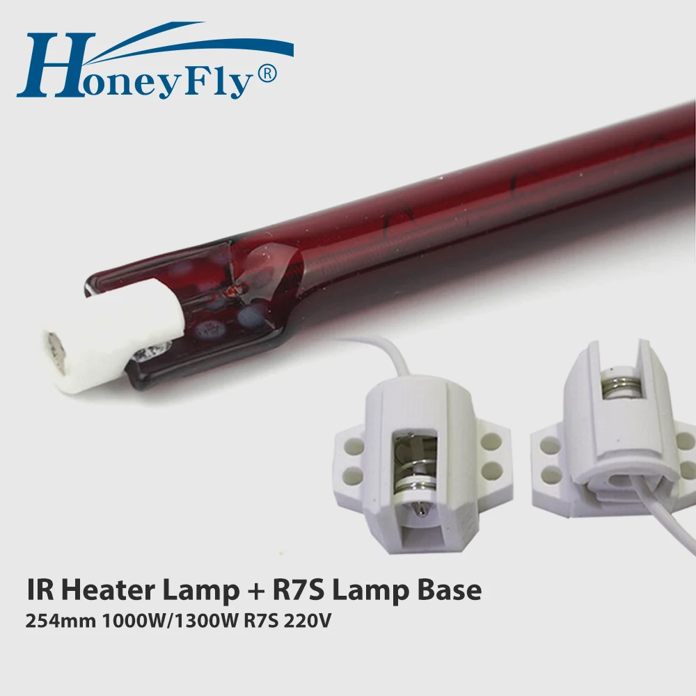 HoneyFly 1 шт. J254 инфракрасная галогенная лампа 1000 Вт/1300 Вт 220 В 254 мм R7S ИК нагревательная лампа одна спиральная Рубиновая сушильная галогенная кварцевая лампа