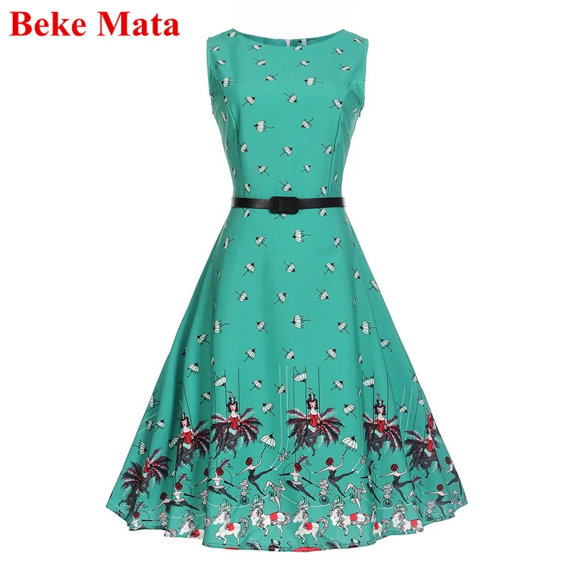 As Pictures BEKE MATA/платья для мамы и дочки; сезон весна; коллекция года; Семейный комплект с принтом в стиле ретро; одежда для мамы и дочки без рукавов; одежда для всей семьи - Цвет: As Pictures