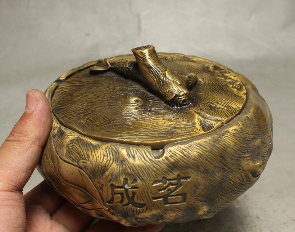 6" Rare Chinese Folk Bronze Tree Shape Sculpture Ashtray Incense Burner Censer | Дом и сад