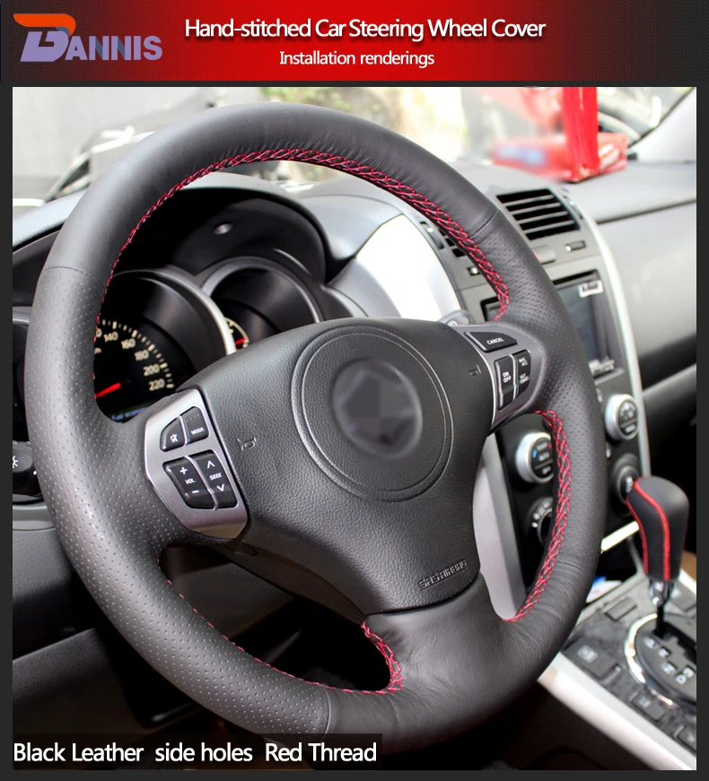 BANNIS черная искусственная кожа Сделай Сам сшитый вручную чехол на руль для Suzuki Grand Vitara 2007-2013