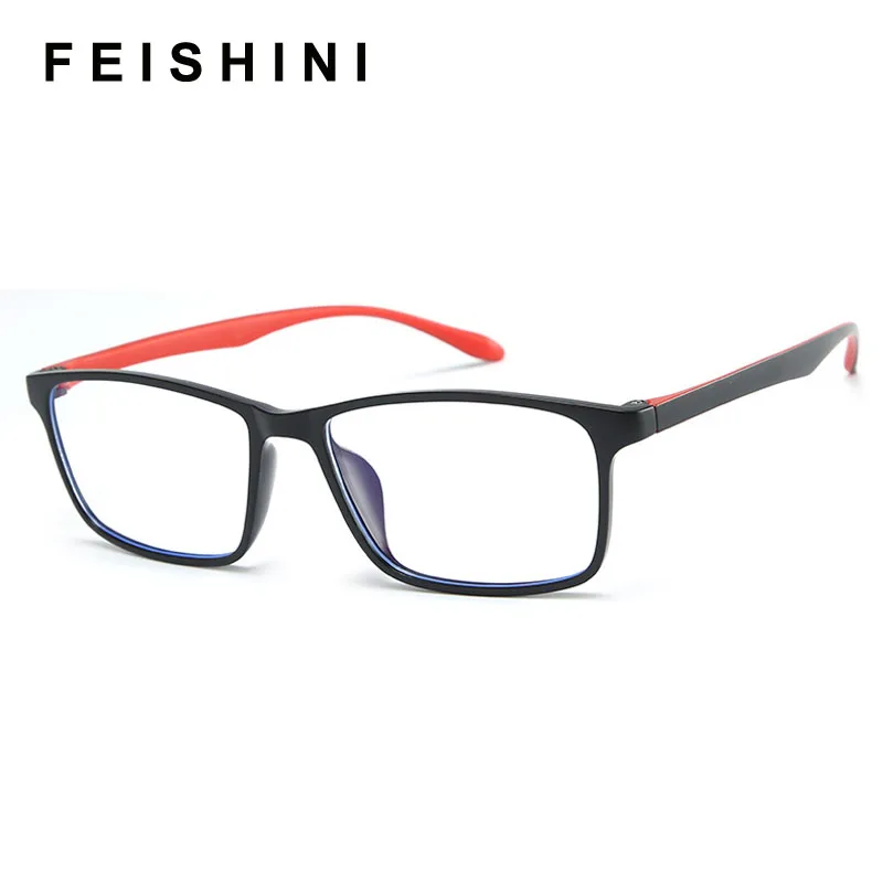 Feishini Computer Glasses Men Rays Radiation Gamin Eyewear Plastic Titanium Frames Unisex Anti Blue Light Glasses Women Optical