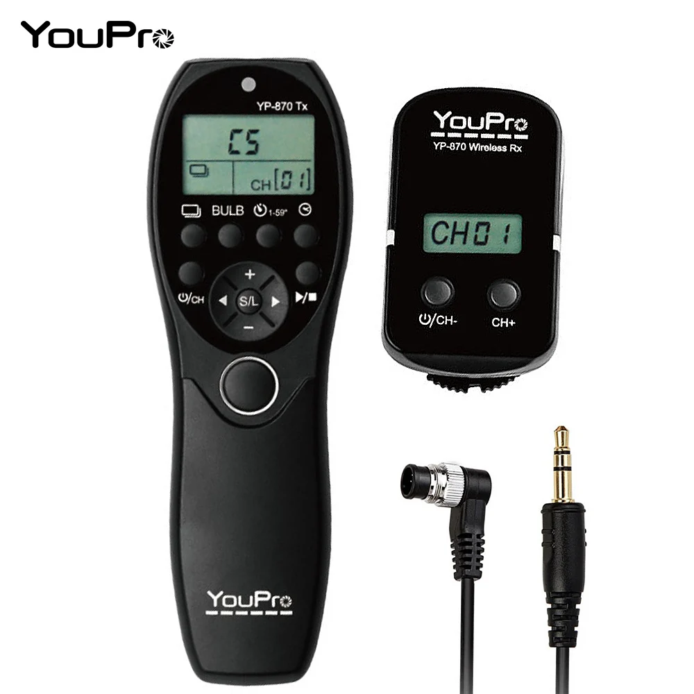 

YouPro YP-870 II L1 2,4G 32 канала беспроводной пульт дистанционного управления ЖК-Таймер спуска затвора передатчик приемник для камеры