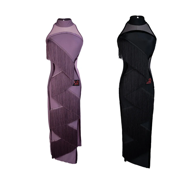 Платье для латинских танцев женское платье выступлений юбка с бахромой Румба ча