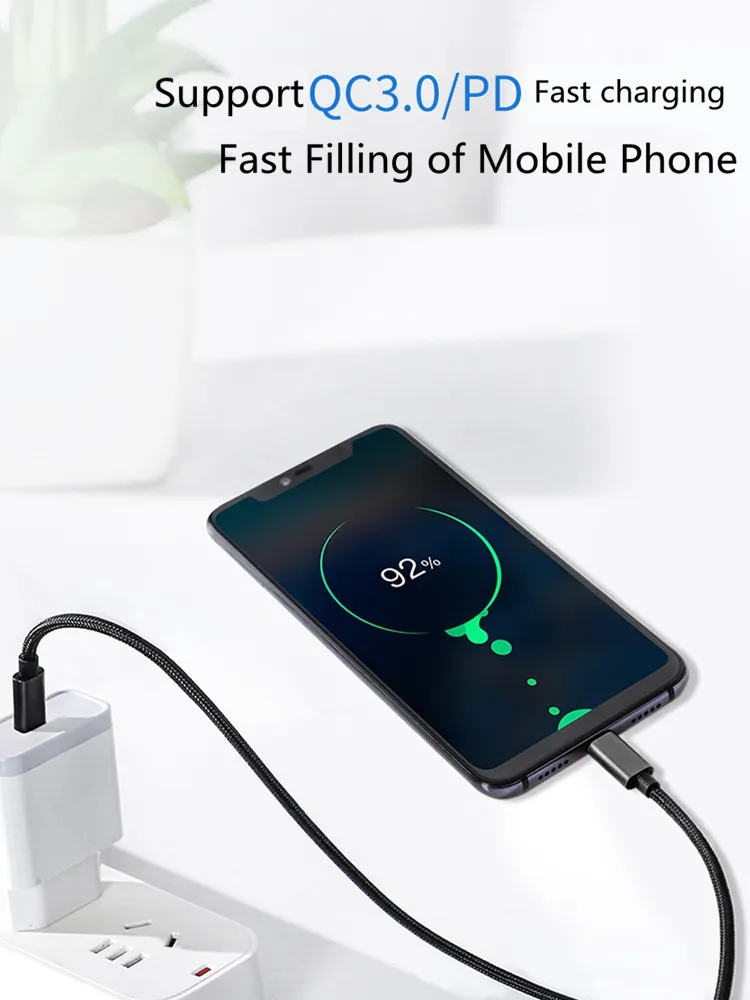 Кабель USB 3,1 type-C-USB C PD для iPhone X samsung S9 Oneplus 7 Pro 3A 60 Вт QC 3,0 USBC PD кабель для быстрой зарядки для MacBook Pro
