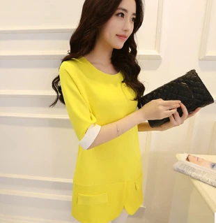 2014 spring new Korean ladies stitching bottoming summer dress Plus 4 sizes S-XL 2 colors casual party dresses freeshipping | Женская