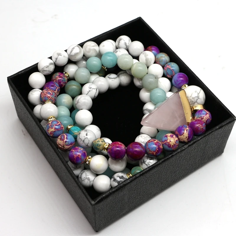 108 браслет Mala Calming Howlite и император подарки на день рождения йога подарок для нее