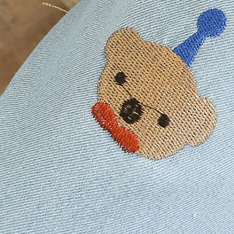 

S-XXL Sweet Cute Bear Embroidery Girls Denim Pants Harajuku Fashion Elastic Loose Student Denim Pants High Waist Harem Trousers