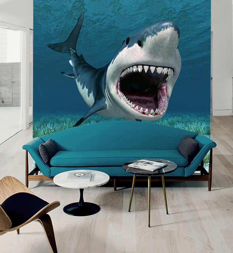 

[Self-Adhesive] 3D Shark Ocean 035 Wall Paper mural Wall Print Decal Wall Murals
