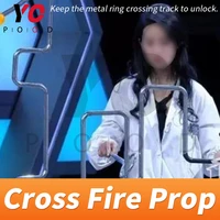 cross fire prop real room escape game puzzle keep the metal ring crossing track to open anti cheating the metal slideway yopood