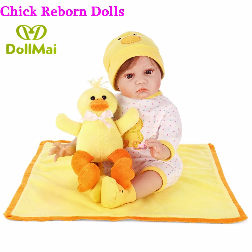Reborn babies 55cm soft silicone reborn baby dolls with yellow duck plush bebe boneca child xmas gift toy doll | Игрушки и хобби
