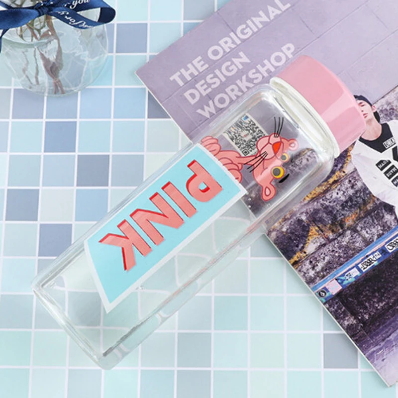 Бутылка для воды с розовой пантерой 500 мл симпатичная портативная бутылка питья