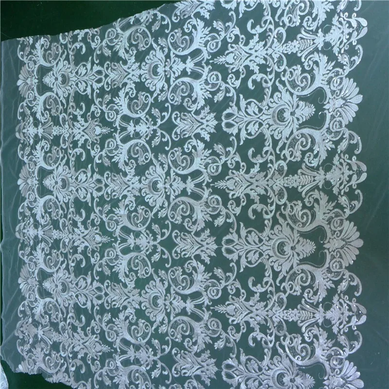 

1 Yard Vintage Floral Embroiderey Fabric For Bridal Gown Backdrop Ivory Net Lace Fabric DIY Sewing Accessories 130cm Wide