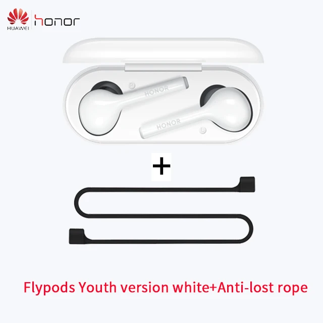 whi n anti lost rope Huawei Honor FlyPods Молодежная версия TWS беспроводные Bluetooth наушники с микрофоном Музыка Спорт Мода сенсорная гарнитура Handfree - Цвет: whi n anti lost rope