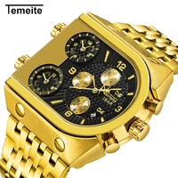 top brand temeite big quartz watches men military waterproof business wristwatch luxury gold steel male clock relogio masculino