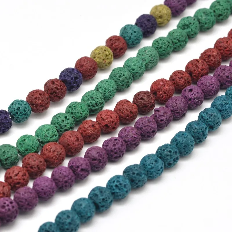 

10 Strands 4/6/8/10mm Natural Lava Round Beads Strands For DIY Jewelry Making Necklaces Bracelets Handicrafts Dyed Mixed Colors