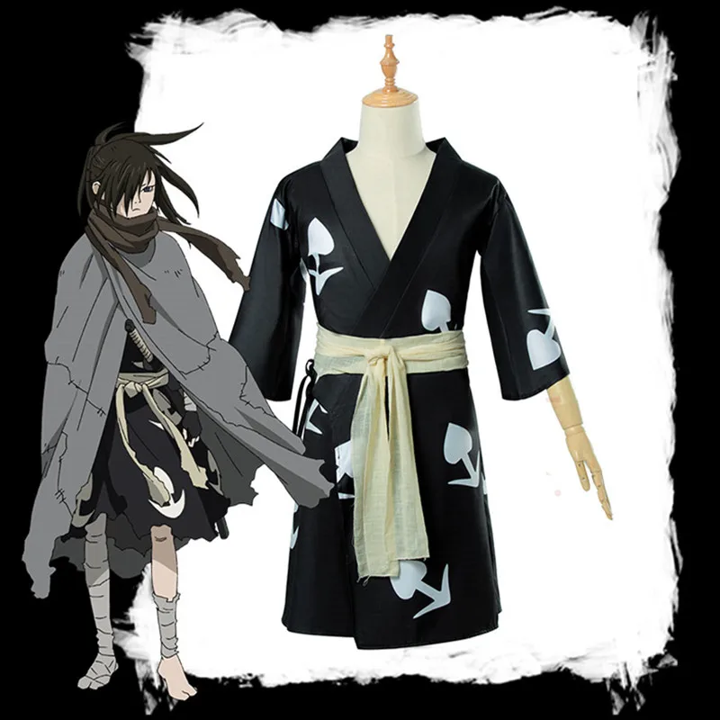 Аниме Dororo Hyakkimaru Косплей Костюм Кимоно Ронин Хэллоуин Мужской плащ костюм полный