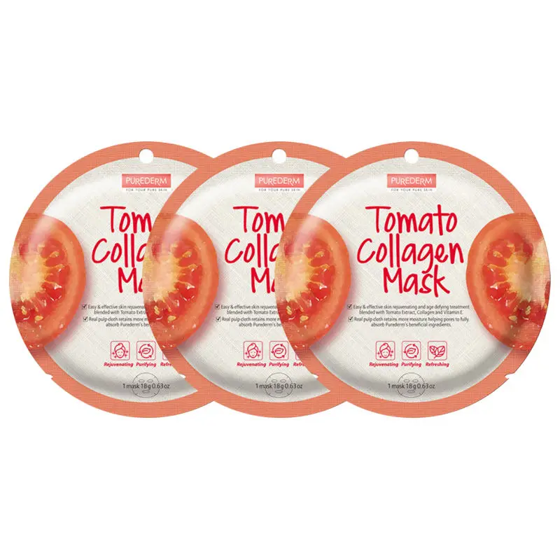 Tomato 3pcs PUREDERM круговая маска 3 шт. уход за кожей завод увлажняющая маска для лица масла управление угрей Remover Тканевая маска для лица Корея Косметика - Цвет: Tomato 3pcs