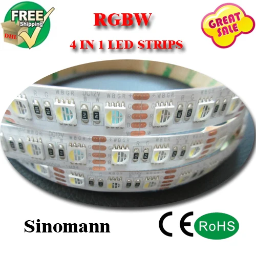 Rgbw Светодиодная лента 5 м DC12V 10 мм PCB SMD fita de led 5050 4 вида цветов в 1 RGB + белый/теплый