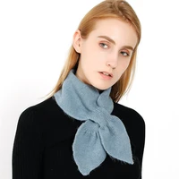 korean style knitted small neck scarf for women autumn winter cross scarf neck collars soft warm neckerchief ladies accessories