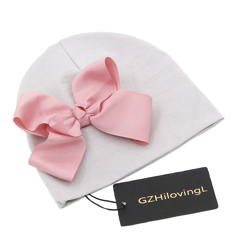 GZHilovingL/ Детские шапочки с большим бантом для новорожденных девочек; Детские шапочки с цветочным узором; весенне-зимняя мягкая хлопковая шапка для маленьких девочек