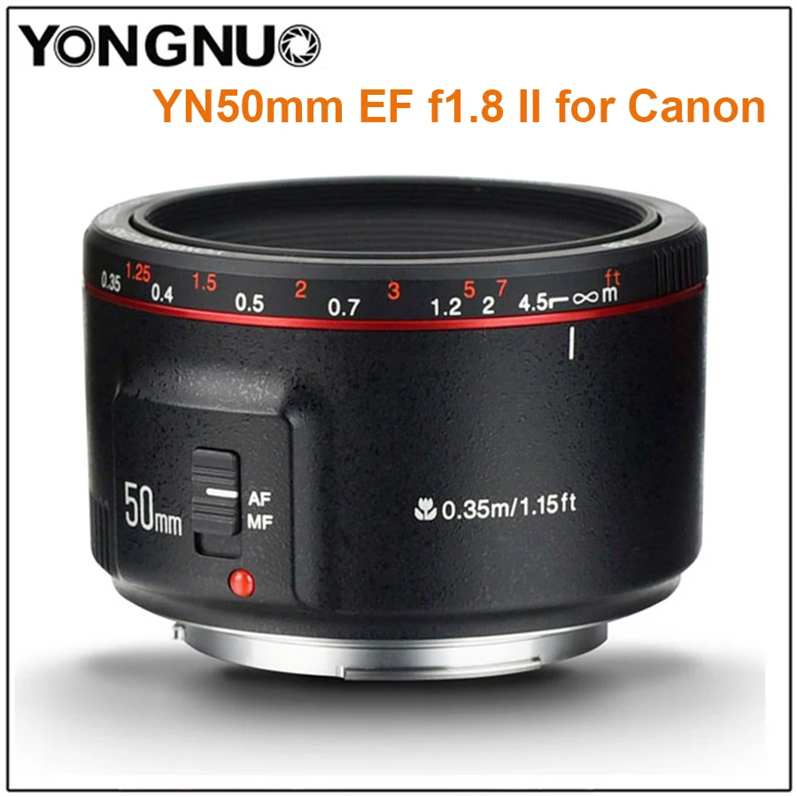 Объектив YONGNUO YN50mm F1.8 II с большой апертурой и автофокусом для Canon с эффектом боке объектив камеры для Canon EOS 70D 5D2 5D3 600D DSLR