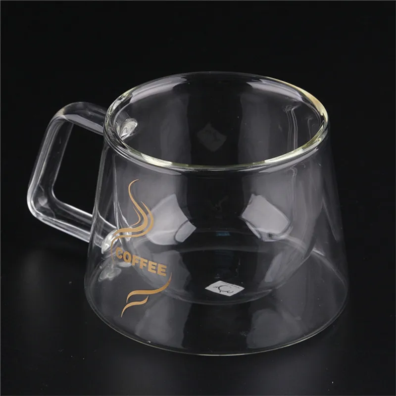 transparent double layers glass coffee mug portable creative of cup with holder thermo thermal cups | Дом и сад