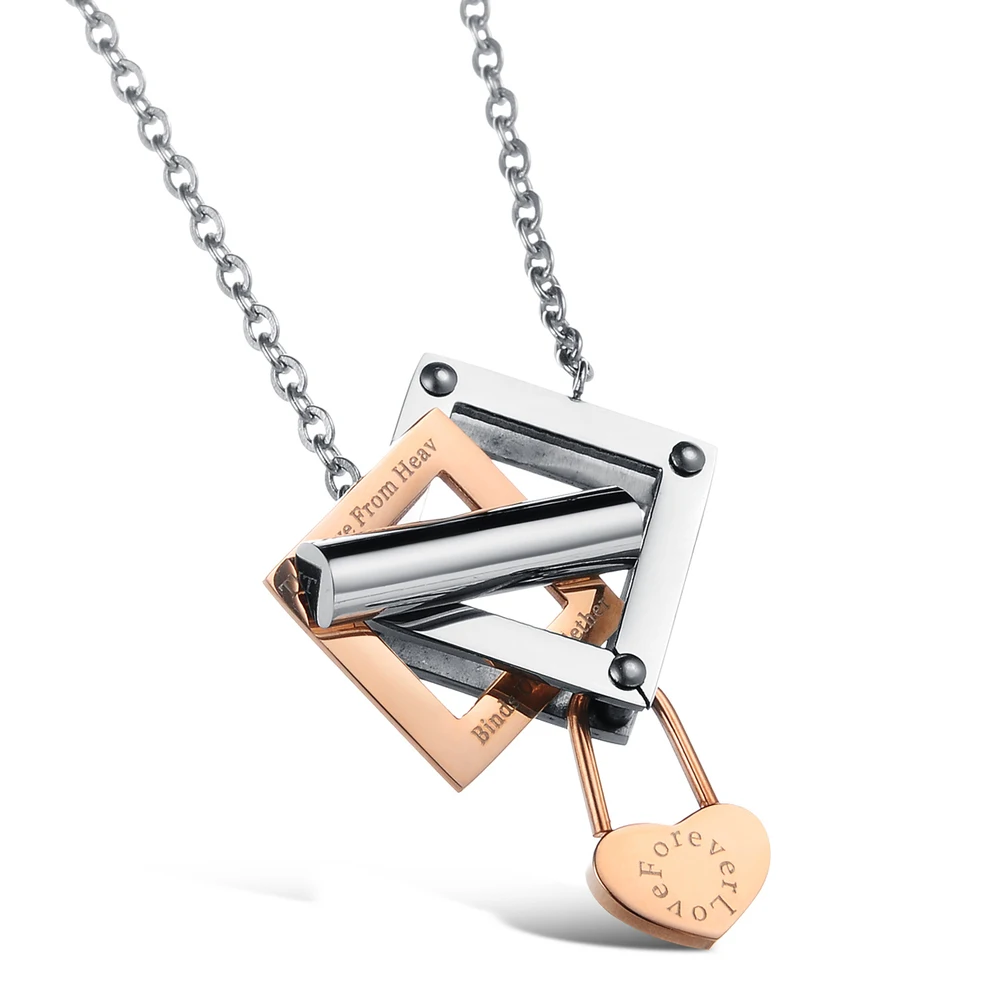 Подарок на день Святого Валентина кулон с замком из нержавеющей стали для его и