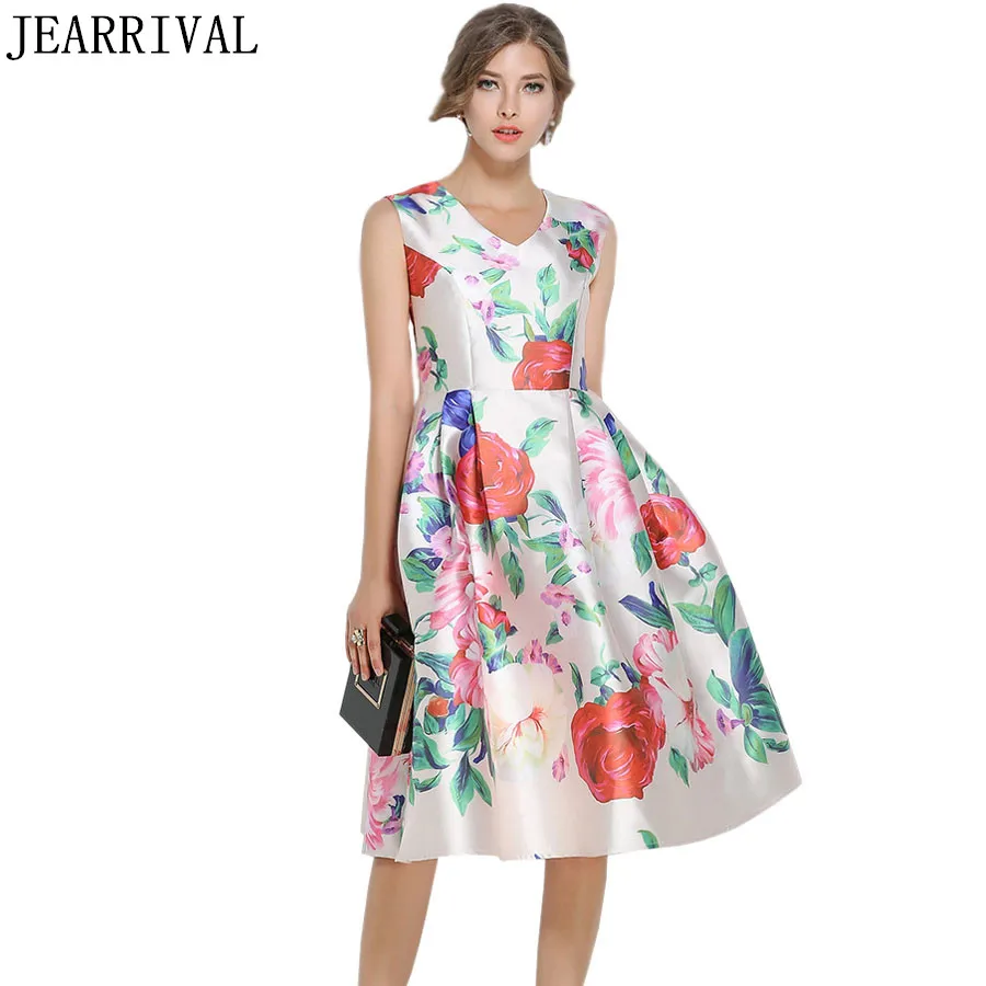 2017 новое модное летнее платье Европейский женский винтажный цветочный принт без