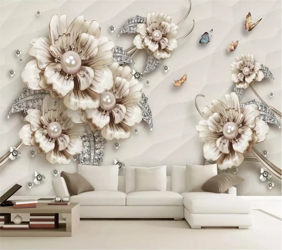 Обои на заказ 3d фотообои изысканная Роскошная стерео Ювелирное Украшение цветок
